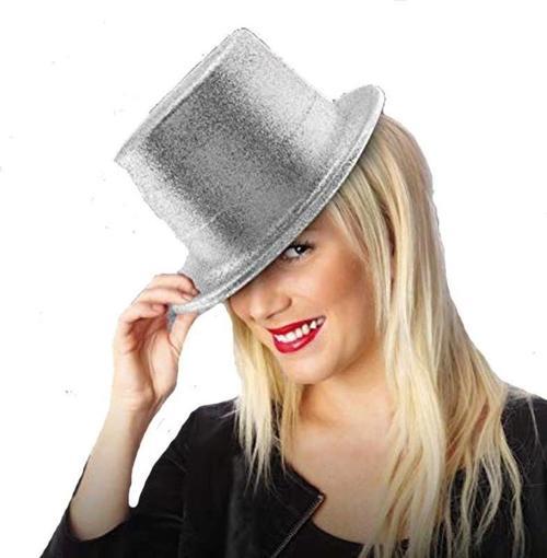 Çocuk Gümüş Renk Uzun Plastik Simli Parti Şapkası