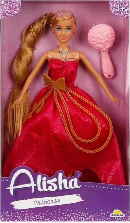 Alisha Prenses Uzun Saçlı Aksesuarlı Bebek Seti 29 cm