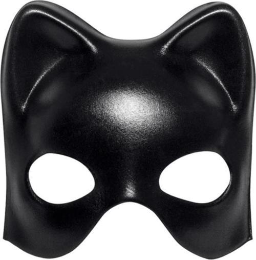 Siyah Deri Görünümlü Kedi Maskesi Cosplay ve Maskeli Balo Aksesuarı