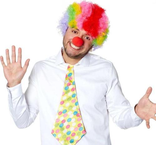 Çocuk Rengarenk Kıvırcık Afro Bonus Peruk 110 Gr ve Kırmızı Burun Seti