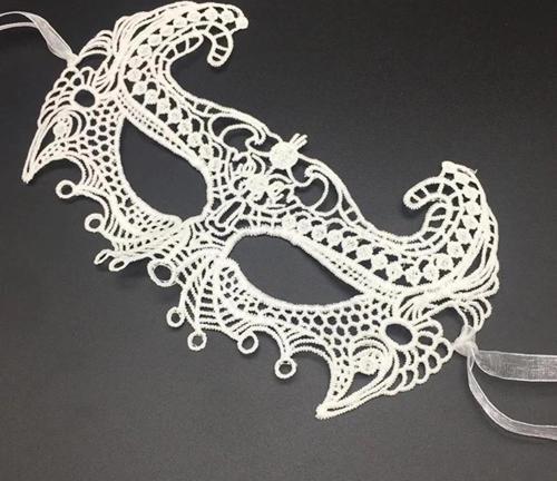 Çocuk Beyaz Renk Dantel Kesim Dantel İşlemeli Balo Parti Maskesi 1 No