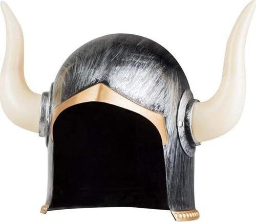 Çocuk Mega Boynuzlu Viking Ivar Kaskı Eskitilmiş Desen Gümüş Renk