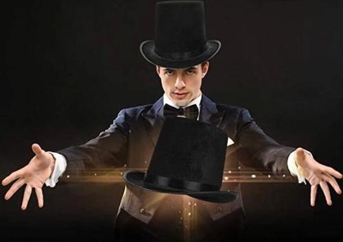 Yetişkin Siyah Ringmaster Sihirbaz Şapkası Silindir Model
