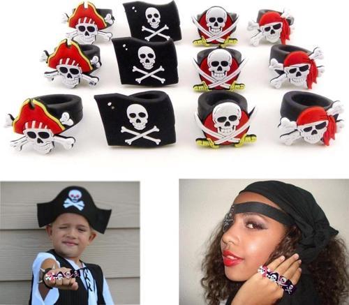 Çocuk Kırmızı Renk Şapkalı Çocuk Uyumlu Plastik Korsan Yüzüğü