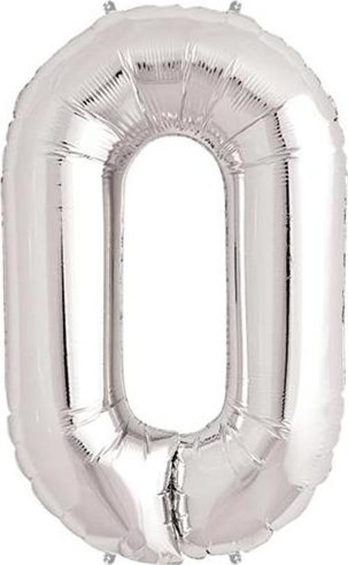 Çocuk 0 Rakam Folyo Balon Gümüş  40 inç