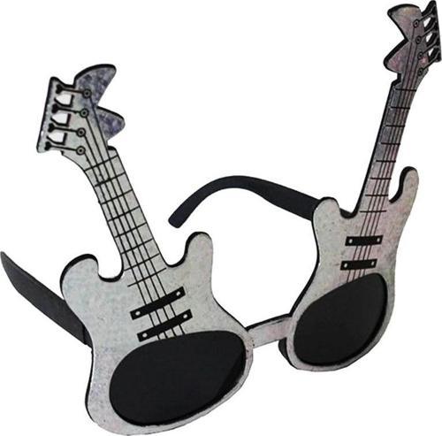Gümüş Rockn Roll Gitar Şekilli Parti Gözlüğü 15x15 cm Şık ve Modern Tasarım