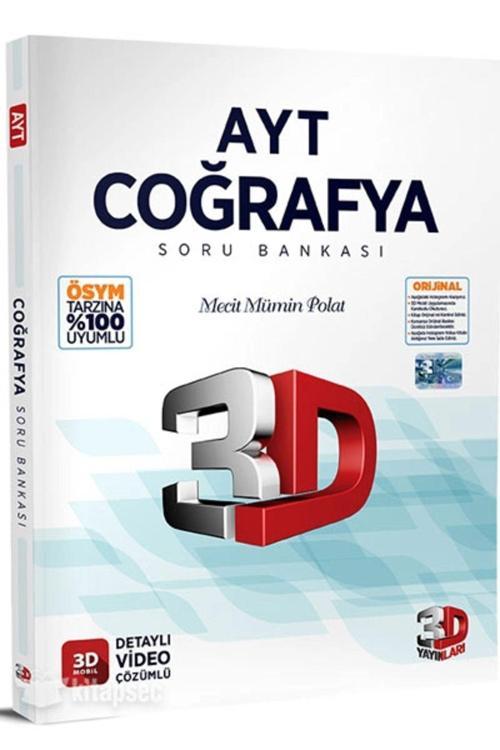 2023 Ayt 3D Coğrafya Tamamı Video Çözümlü Soru Bankası 3D Yayınları