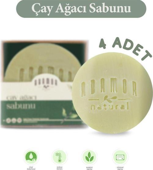 Natural 4X Aktif Akne Ve Sivilceler Için Etkili Çay Ağacı Sabunu Leke Eşitleyici Hızlı Doğal Sabun 100 Gr
