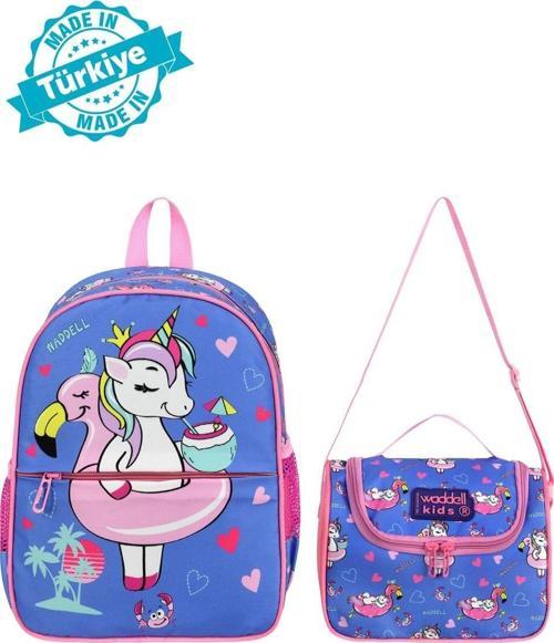 Unicorn Deseneli Anaokul Çantası ve Beslenme Çantası