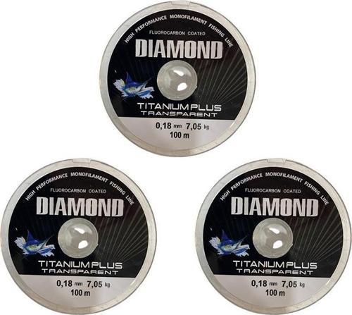 3 adet Bauer Titanium Plus 0.18 mm 100 mt Makara Misina - Renk: Füme 7,05 kg