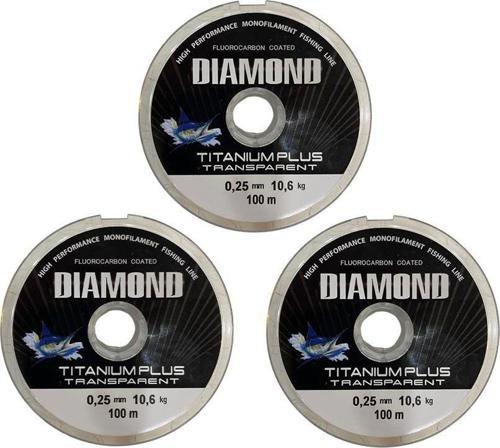 3 adet Bauer Titanium Plus 0.25 mm 100 mt Makara Misina - Renk: Füme 10,6 kg