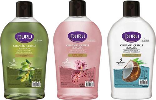 Sıvı Sabun 1500 ml x 3 lü Karma Paket (Zeytinyağı-Hind.Cevizi-Kiraz)