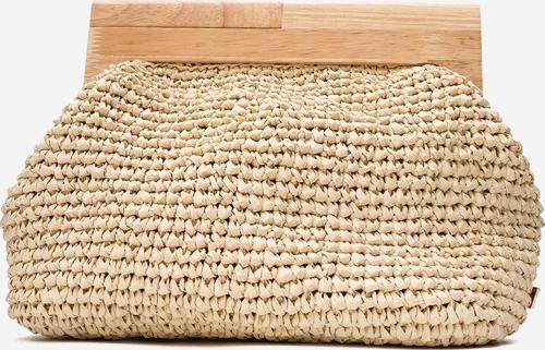 Kadın Handmade Hasır Bohem Clutch El Çantası  ZY 25009 BEJ