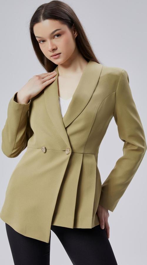 Haki Regular Fit Pile Detaylı Blazer Ceket