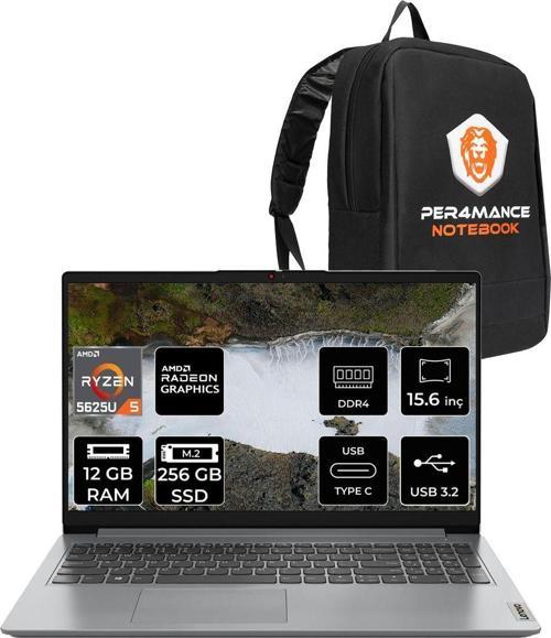 Ideapad 1 R5 5625U 12Gb 256Gb Ssd 15.6" Fhd Fdos Taşınabilir Bilgisayar & Per4 Çanta