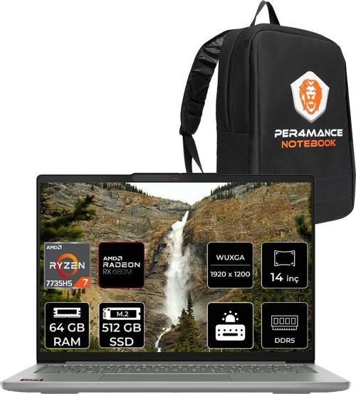 Ideapad Slim 5 R7 7735Hs 64Gb Ddr5 512Gb Ssd Radeon Graphics 14'' Wuxga Fdos Dizüstü Laptop