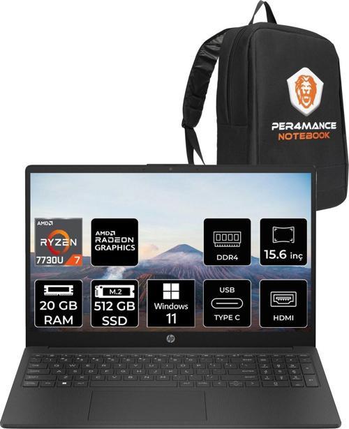 15 R7 7730U 20Gb 512Gb Ssd 15.6" Fhd W11H Taşınabilir Bilgisayar & Per4 Çanta