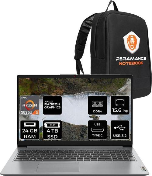 Ideapad 1 R5 5625U 24Gb 4Tb Ssd 15.6" Fhd Fdos Taşınabilir Bilgisayar & Per4 Çanta