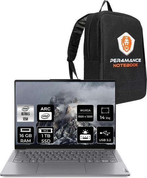Yoga Slim 7 Ultra 5 125H 16Gb 1Tb Ssd Wuxga 400Nits Oled 14" Fdos Dizüstü Bilgisayar & Per4