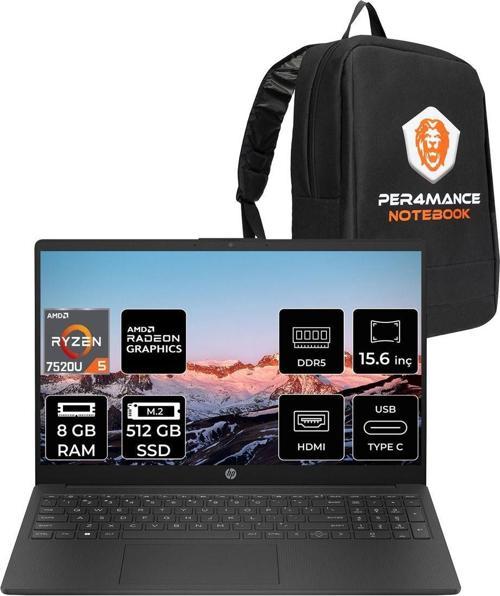 15 Ryzen 5 7520U 8Gb Ram 512Gb Ssd 15.6'' Full Hd Fdos Dizüstü Bilgisayar & Per4 Çanta