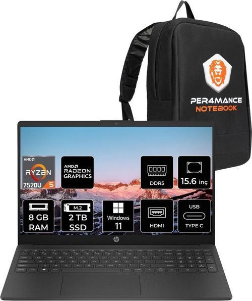 15 Ryzen 5 7520U 8Gb Ram 2Tb Ssd 15.6'' Full Hd W11H Dizüstü Bilgisayar & Per4 Çanta