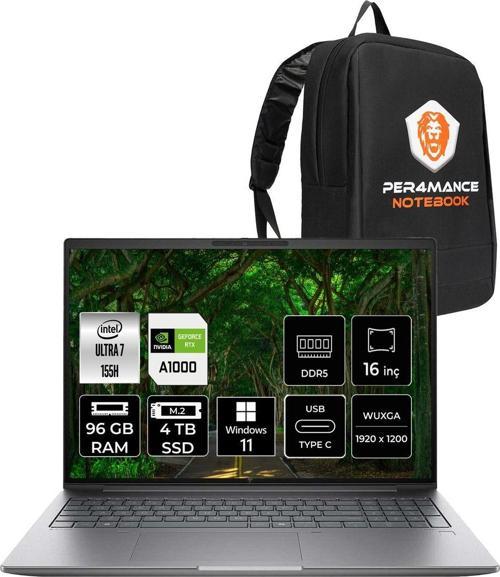 Zbook Power G11 Ultra7 155H 96Gb 4Tb Ssd Rtxa1000/6Gb 16'' Wuxga W11H İş İstasyonu & Per4 Çanta
