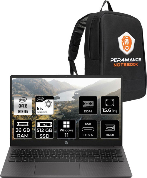 250 G10 Intel Core İ5 1334U 36Gb Ram 512Gb Ssd 15.6'' Fhd W11H Dizüstü Bilgisayar & Per4 Çanta