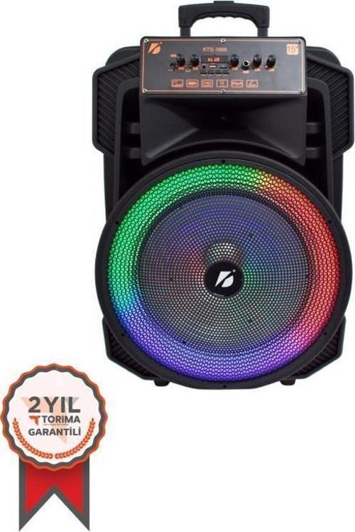 KTS-1666 Süper Bass Taşınabilir Arabalı RGB Işıklı Hoparlör 15"