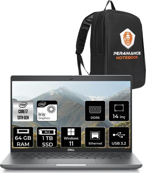 Latitude 5440 İ7 1370P 64Gb Ddr5 1Tb Ssd 14'' Fhd W11H Dizüstü Bilgisayar & Per4 Çanta