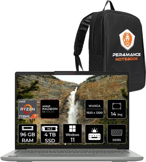 Ideapad Slim 5 R7 7735Hs 96Gb Ddr5 4Tb Ssd Radeon Graphics 14'' Wuxga W11P Dizüstü Laptop