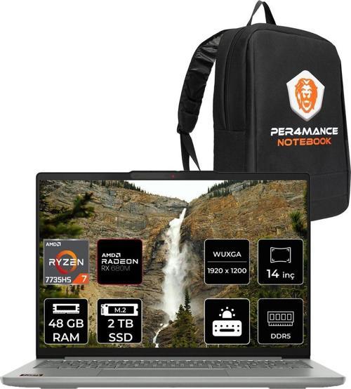 Ideapad Slim 5 R7 7735Hs 48Gb Ddr5 2Tb Ssd Radeon Graphics 14'' Wuxga Fdos Dizüstü Laptop
