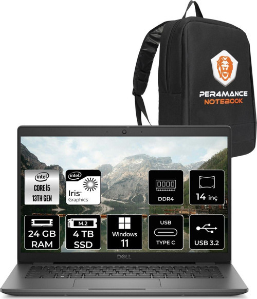 Latitude 3440 İ5-1335U 24Gb Ram 4Tb Ssd 14'' Fhd W11Home Dizüstü Bilgisayar & Per4 Çanta