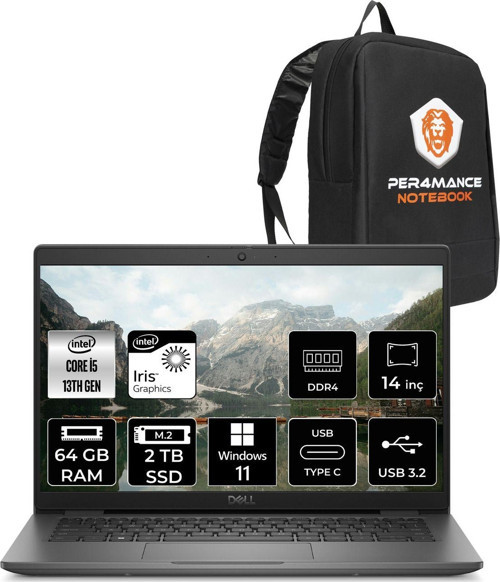 Latitude 3440 İ5-1335U 64Gb Ram 2Tb Ssd 14'' Fhd W11Home Dizüstü Bilgisayar & Per4 Çanta