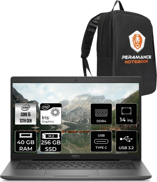 Latitude 3440 İ5-1335U 40Gb Ram 256Gb Ssd 14'' Fhd Fdos Dizüstü Bilgisayar & Per4 Çanta