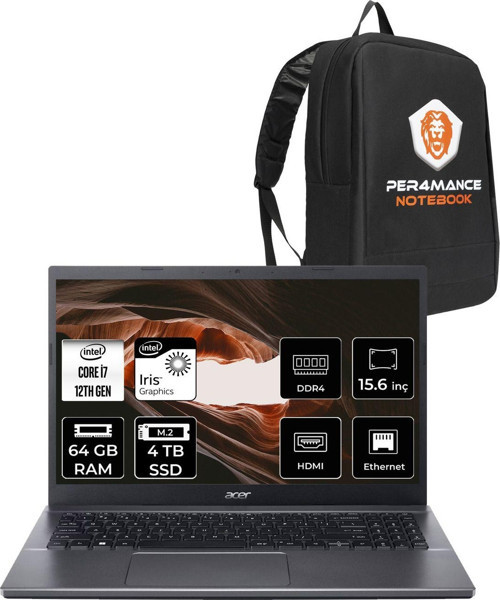 Extensa 15 Ex215-55 İ7-1255U 64Gb Ram 4Tb Ssd 15.6'' Fhd Fdos Dizüstü Bilgisayar & Per4 Çanta
