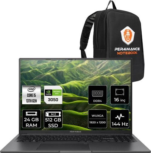 Vivobook 16X İ5 13420H 24Gb 512Gb Ssd Rtx3050/4Gb 16" Wuxga 144Hz Fdos Dizüstü Bilgisayar