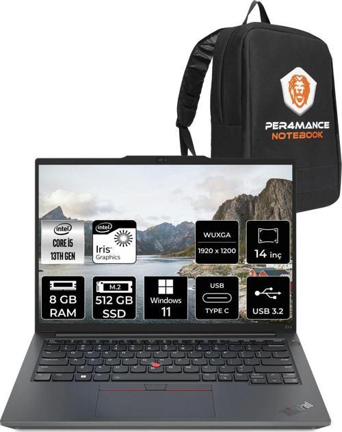 Thinkpad E14 G5 İ5 1335U 8Gb 512Gb Ssd Wuxga 14'' W11Pro Dizüstü Bilgisayar & Çanta