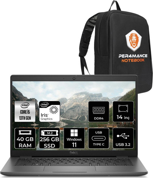 Latitude 3440 İ5-1335U 40Gb Ram 256Gb Ssd 14'' Fhd W11Pro Dizüstü Bilgisayar & Per4 Çanta