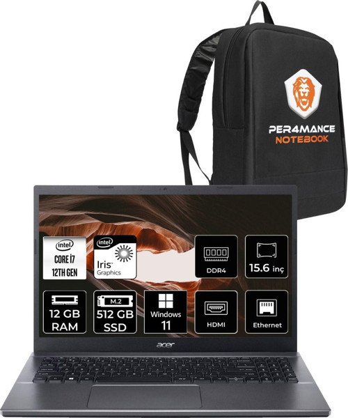 Extensa 15 Ex215-55 İ7-1255U 12Gb Ram 512Gb Ssd 15.6'' Fhd W11H Dizüstü Bilgisayar & Per4 Çanta