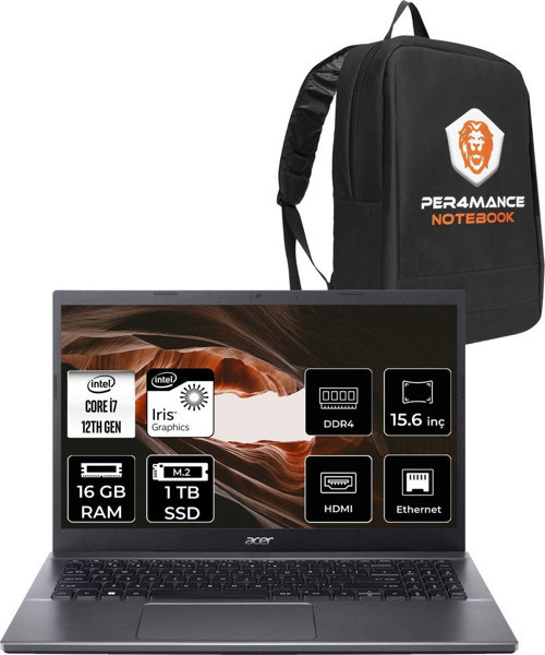 Extensa 15 Ex215-55 İ7-1255U 16Gb Ram 1Tb Ssd 15.6'' Fhd Fdos Dizüstü Bilgisayar & Per4 Çanta