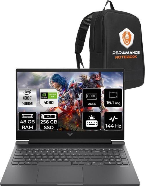 Victus 16 İ7 14700Hx 48Gb Ram 256Gb Ssd Rtx4060/8Gb 144Hz 16.1'' Fhd Fdos Gaming Laptop & Per4