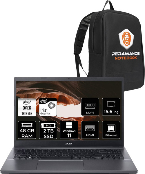 Extensa 15 Ex215-55 İ7-1255U 48Gb Ram 2Tb Ssd 15.6'' Fhd W11P Dizüstü Bilgisayar & Per4 Çanta