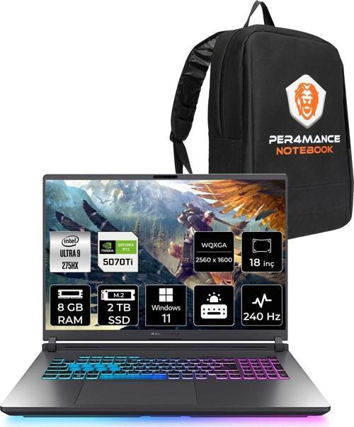Rog Strix G18 Ultra 9 275Hx 8Gb 2Tb Ssd Rtx5070Ti/12Gb 140W 240Hz 18'' 2.5K W11H Gaming Lapt