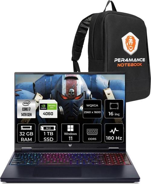 Predator Helios Neo 16 İ7 14650Hx 32Gb 1Tb Ssd Rtx4060/8Gb 140W 16'' Wqxga W11P Gaming Laptop