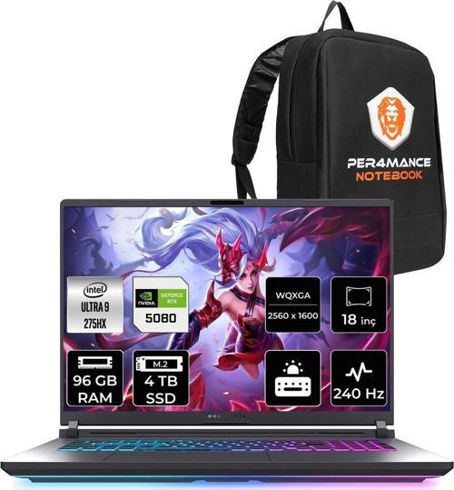 Rog Strix G18 Ultra 9 275Hx 96Gb 4Tb Ssd Rtx5080/16Gb 175W 240Hz 18'' Qhd+ Fdos Gaming & Per4
