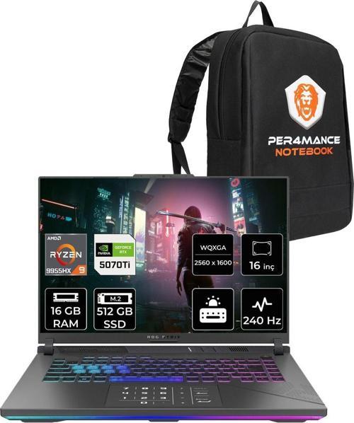 Rog Strix G16 R9 9955Hx 16Gb 512Gb Ssd Rtx5070Ti/12Gb 140W 240Hz 16'' 2.5K Fdos Gaming & Per4