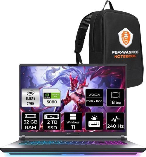 Rog Strix G18 Ultra 9 275Hx 32Gb 2Tb Ssd Rtx5080/16Gb 175W 240Hz 18'' Qhd+ W11H Gaming & Per4
