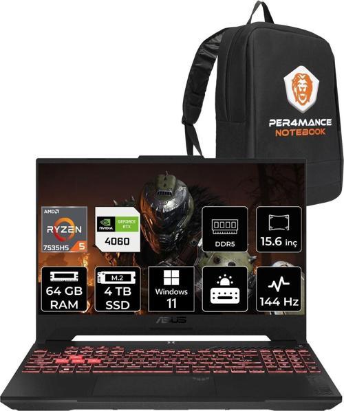 Tuf Gaming A15 Fa507Nv R5 7535Hs 64Gb 4Tb Ssd Rtx4060/8Gb 140W 144Hz 15.6'' W11H Lp104 & Per4