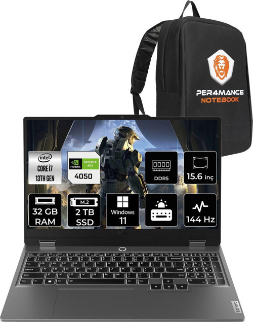 Loq İ7 13650Hx 32Gb 2Tb Ssd Rtx4050/6Gb 105W 15.6" Fhd 144Hz W11P Gaming Laptop & Per4 Çanta