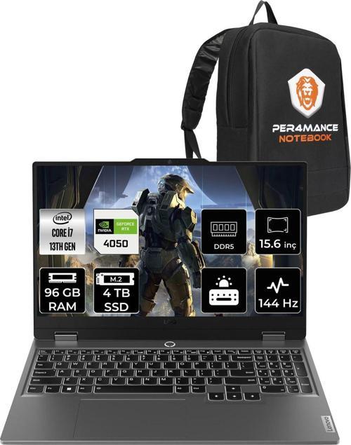 Loq İ7 13650Hx 96Gb 4Tb Ssd Rtx4050/6Gb 105W 15.6" Fhd 144Hz Fdos Gaming Laptop & Per4 Çanta